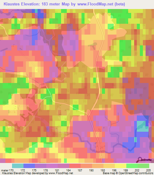 Klaustes,Latvia Elevation Map