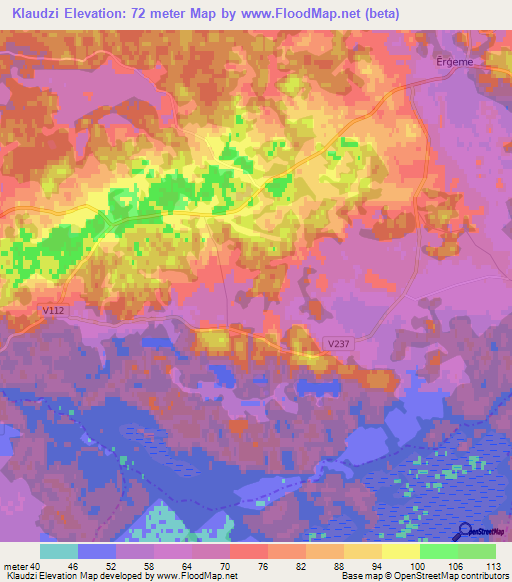 Klaudzi,Latvia Elevation Map