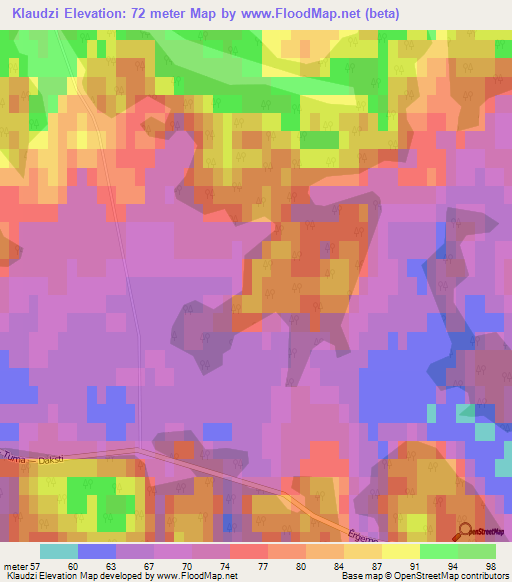 Klaudzi,Latvia Elevation Map