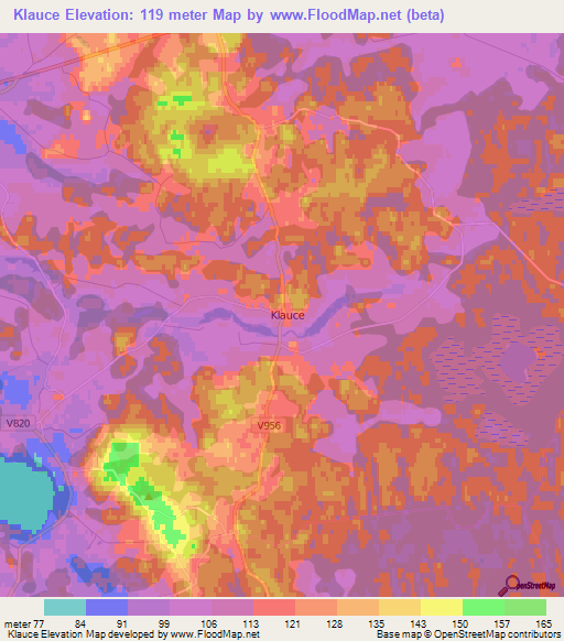 Klauce,Latvia Elevation Map