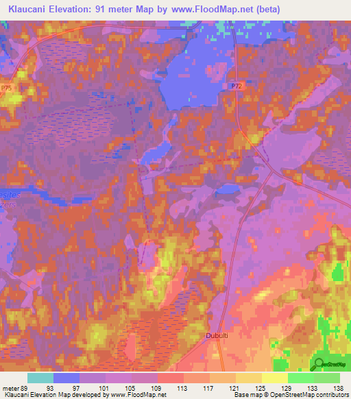 Klaucani,Latvia Elevation Map