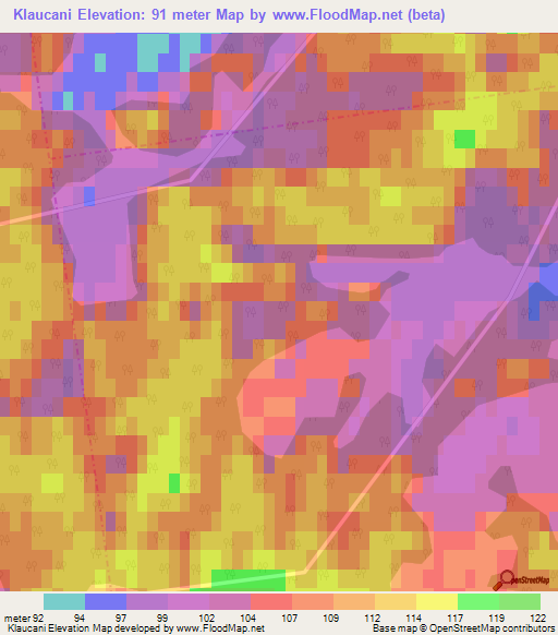 Klaucani,Latvia Elevation Map