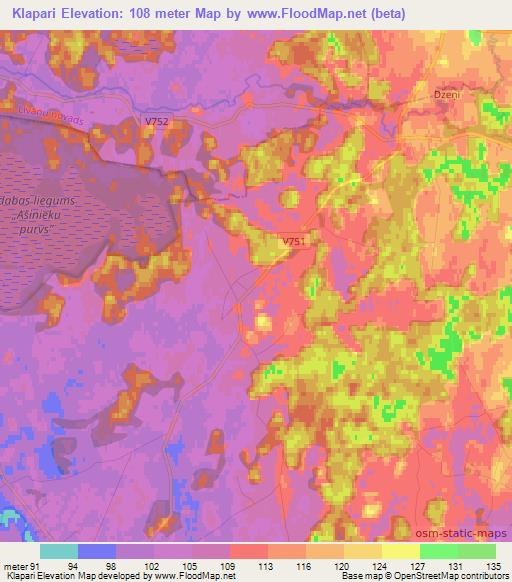 Klapari,Latvia Elevation Map