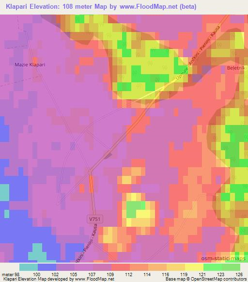 Klapari,Latvia Elevation Map