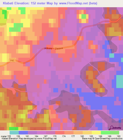 Klabati,Latvia Elevation Map