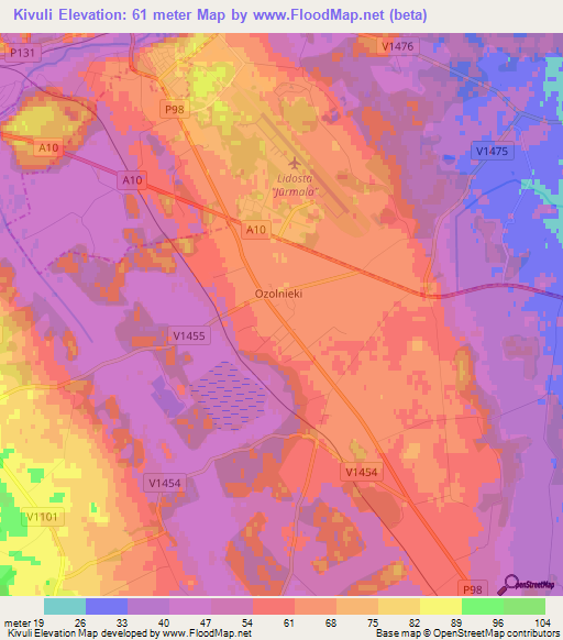 Kivuli,Latvia Elevation Map