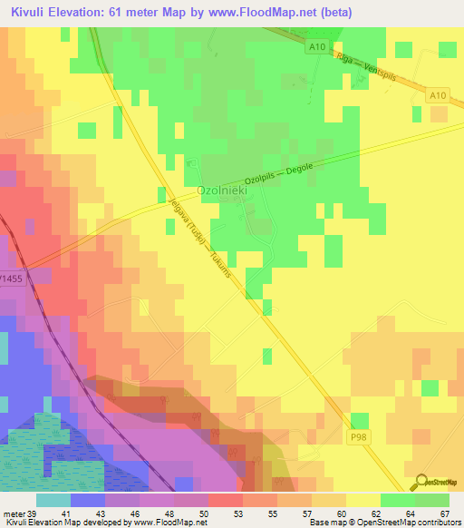 Kivuli,Latvia Elevation Map