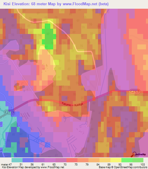 Kisi,Latvia Elevation Map