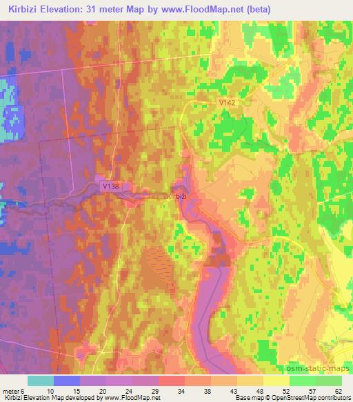 Kirbizi,Latvia Elevation Map