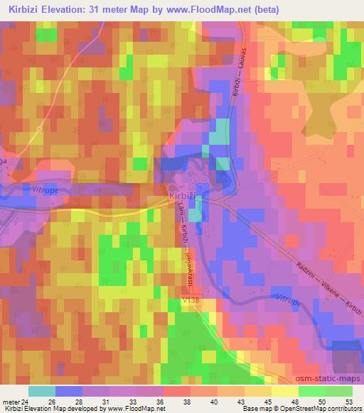 Kirbizi,Latvia Elevation Map