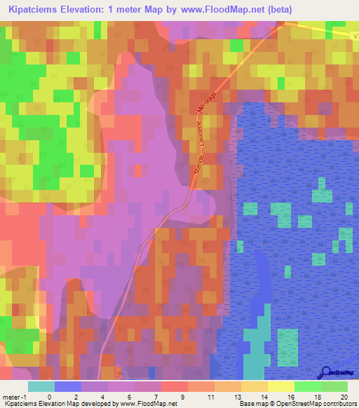 Kipatciems,Latvia Elevation Map