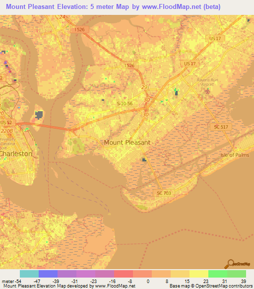 Mount Pleasant,US Elevation Map