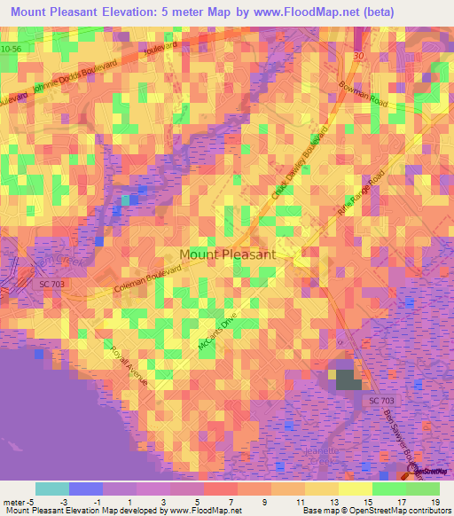 Mount Pleasant,US Elevation Map