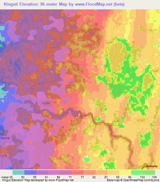 Kinguti,Latvia Elevation Map