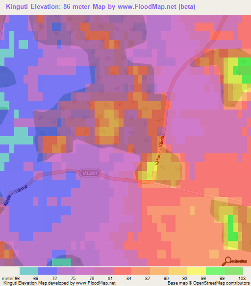 Kinguti,Latvia Elevation Map