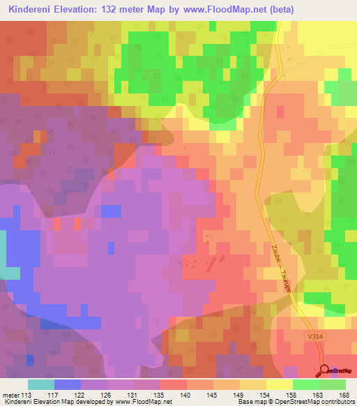 Kindereni,Latvia Elevation Map