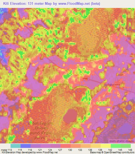 Kili,Latvia Elevation Map