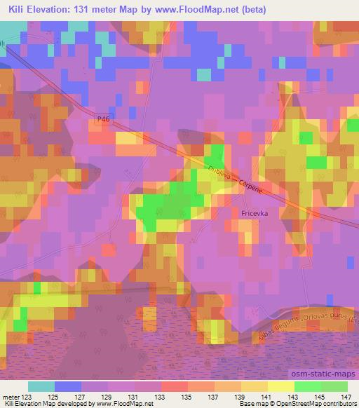 Kili,Latvia Elevation Map