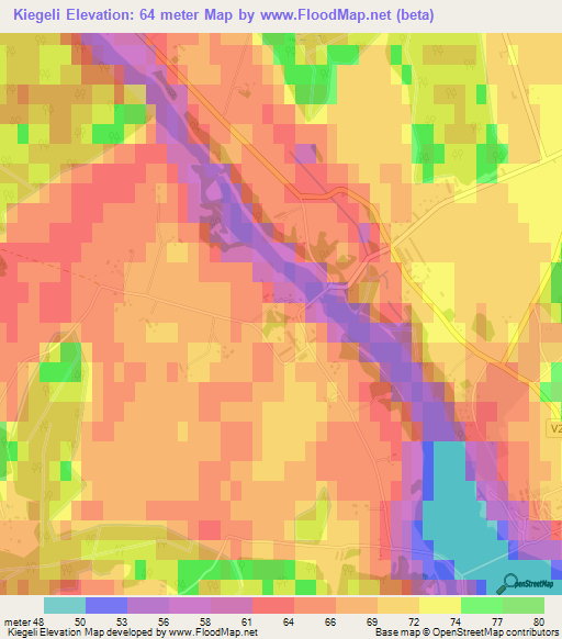 Kiegeli,Latvia Elevation Map