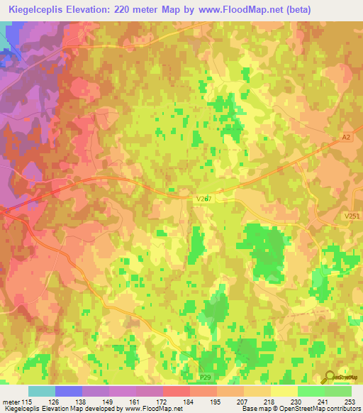 Kiegelceplis,Latvia Elevation Map