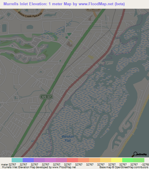 Murrells Inlet,US Elevation Map