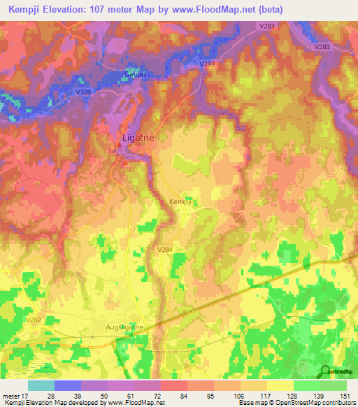 Kempji,Latvia Elevation Map