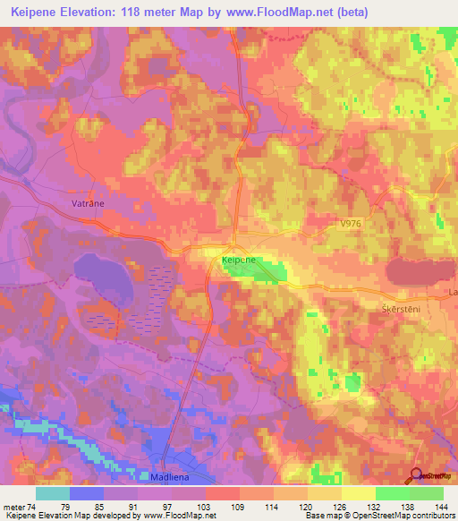 Keipene,Latvia Elevation Map