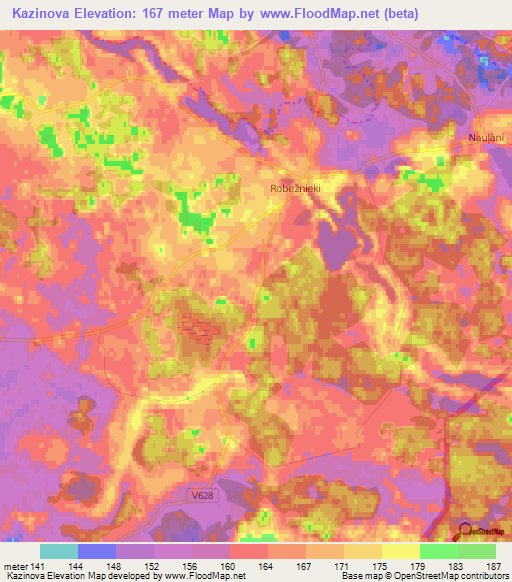 Kazinova,Latvia Elevation Map