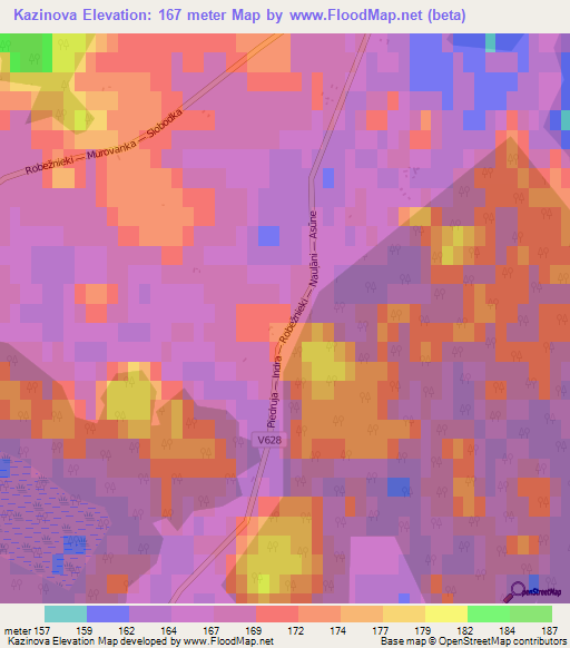 Kazinova,Latvia Elevation Map