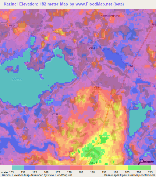 Kazinci,Latvia Elevation Map