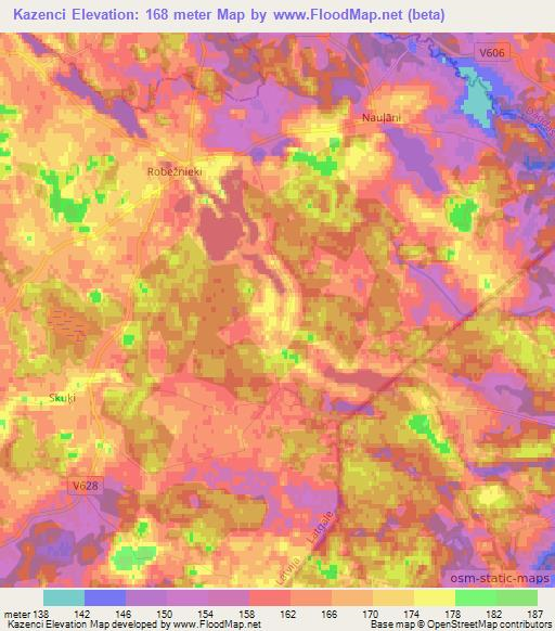 Kazenci,Latvia Elevation Map