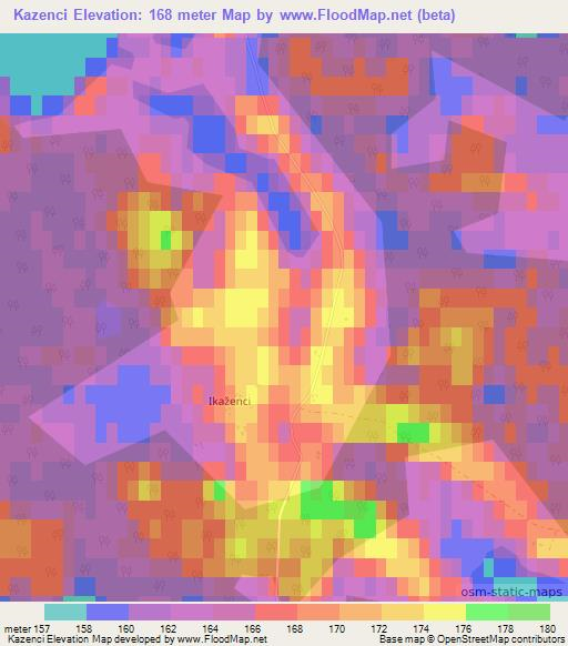 Kazenci,Latvia Elevation Map