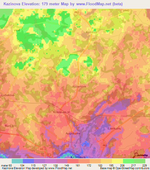 Kazinova,Latvia Elevation Map