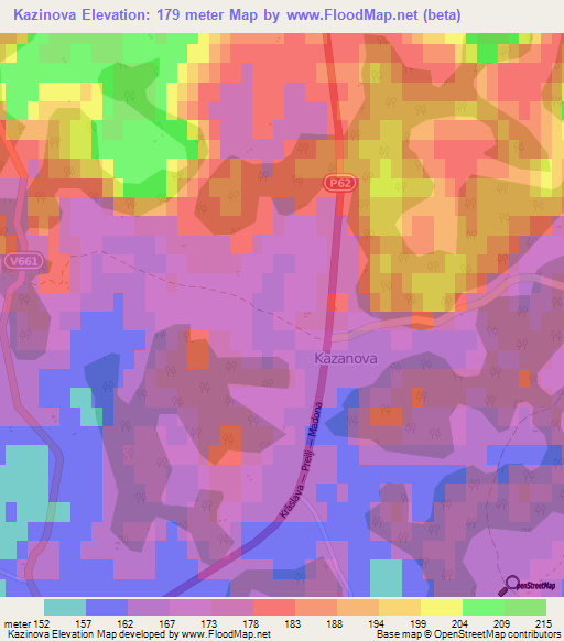 Kazinova,Latvia Elevation Map