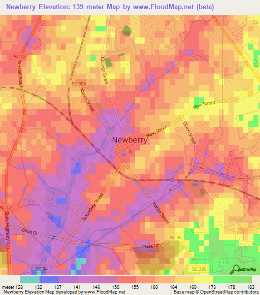 Newberry,US Elevation Map