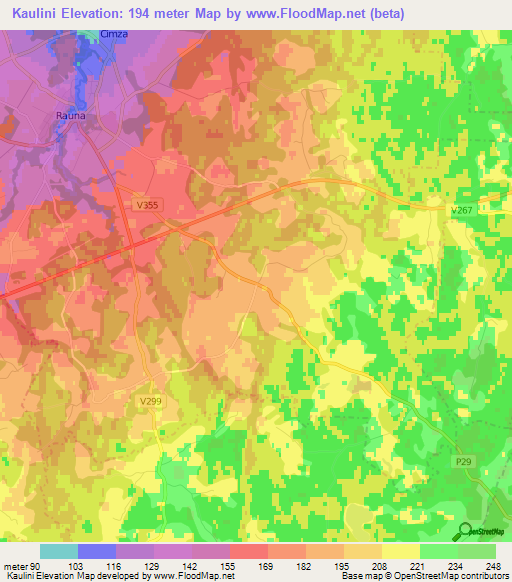 Kaulini,Latvia Elevation Map