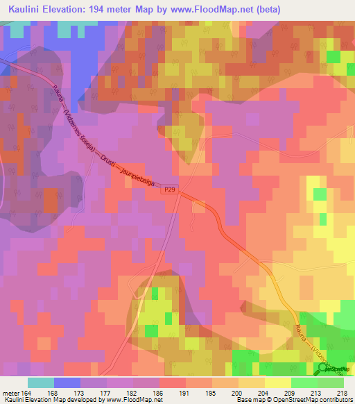 Kaulini,Latvia Elevation Map