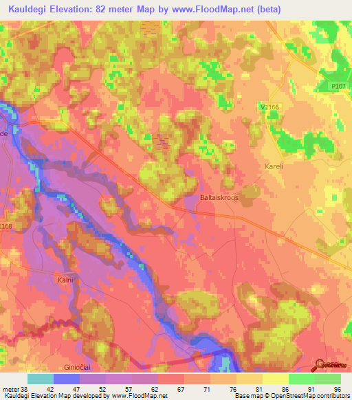 Kauldegi,Latvia Elevation Map