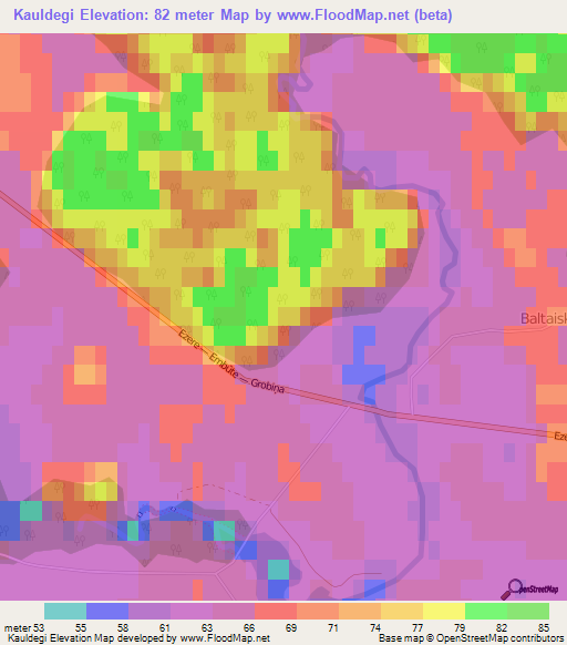 Kauldegi,Latvia Elevation Map