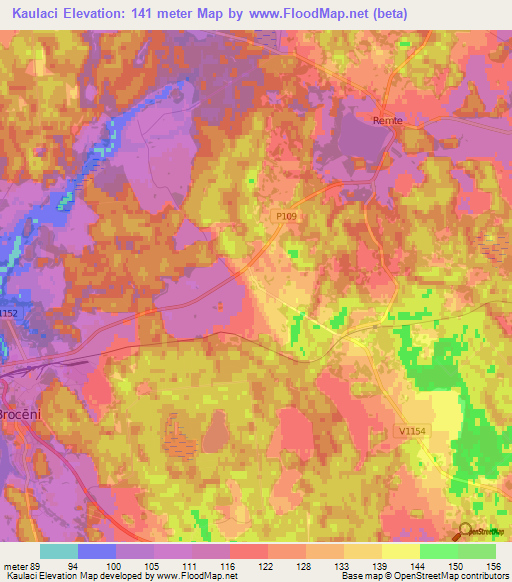 Kaulaci,Latvia Elevation Map