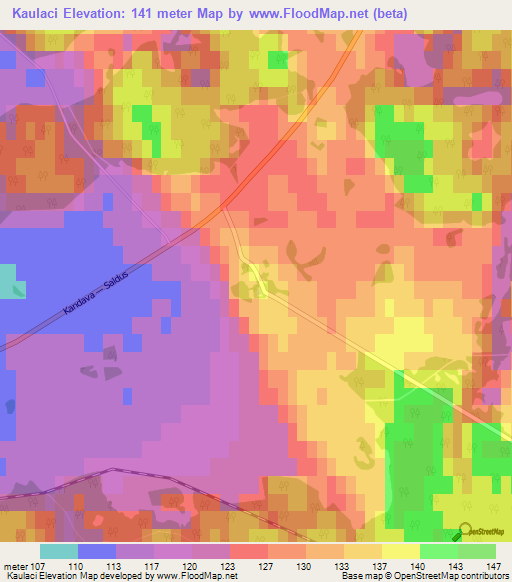 Kaulaci,Latvia Elevation Map