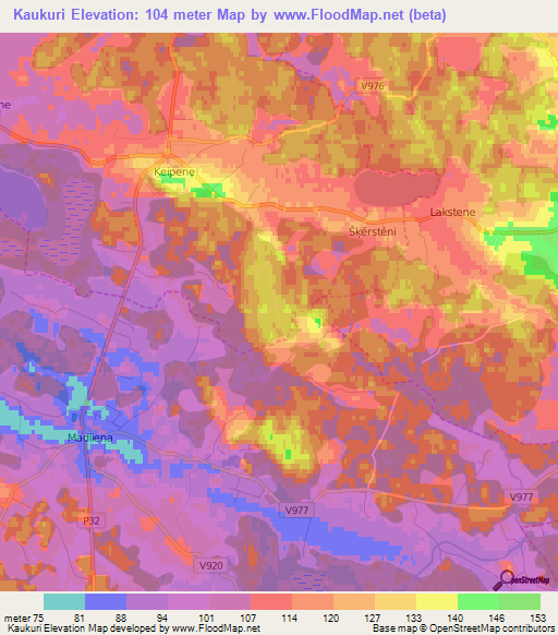 Kaukuri,Latvia Elevation Map