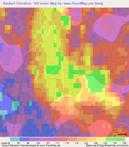 Kaukuri,Latvia Elevation Map