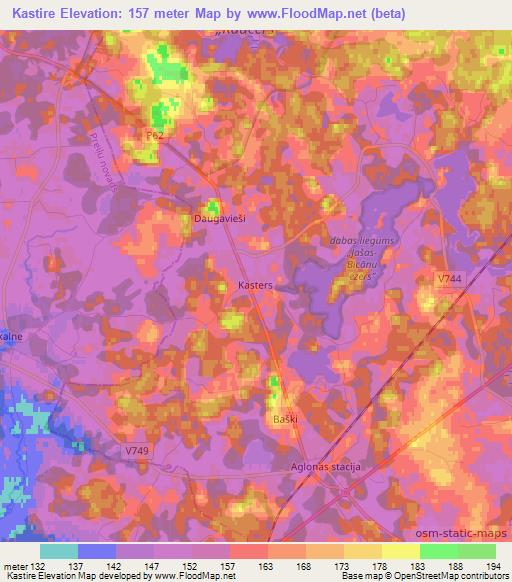 Kastire,Latvia Elevation Map