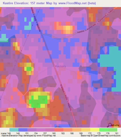 Kastire,Latvia Elevation Map