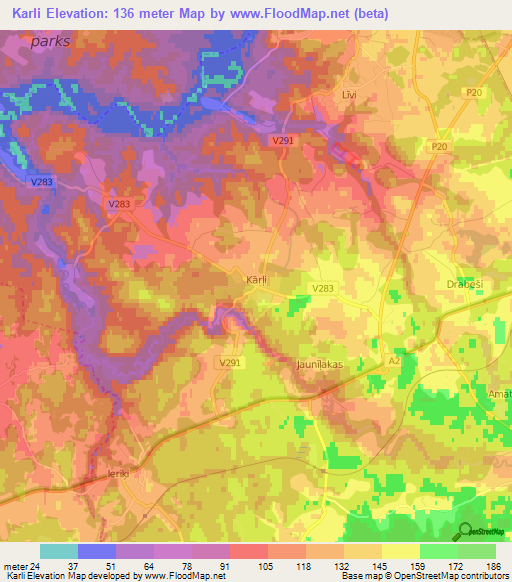 Karli,Latvia Elevation Map