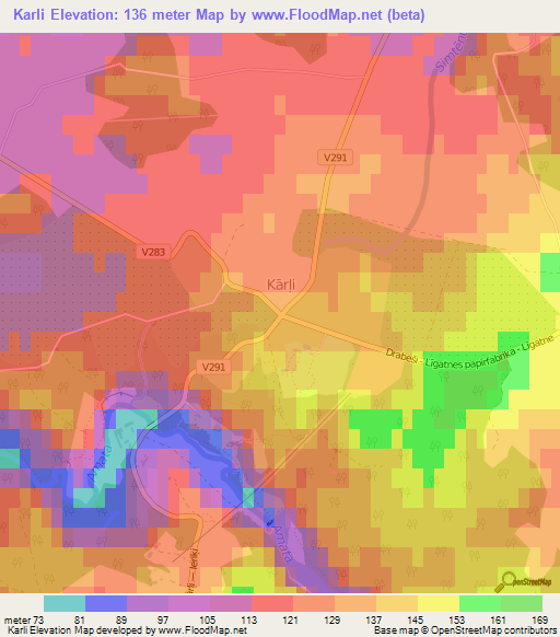 Karli,Latvia Elevation Map