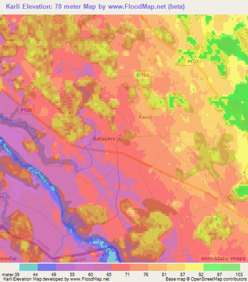 Karli,Latvia Elevation Map