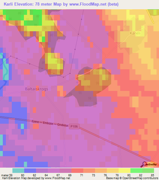 Karli,Latvia Elevation Map