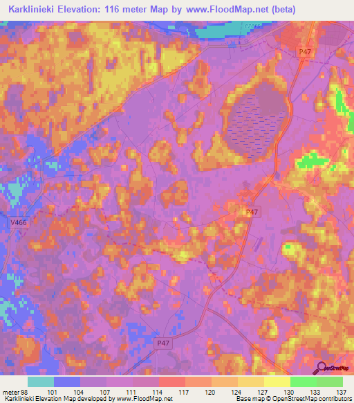 Karklinieki,Latvia Elevation Map